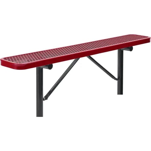 Centerline Dynamics Outdoor Seating 6' Outdoor Steel Flat Bench, Expanded Metal, In Ground Mount, Red
