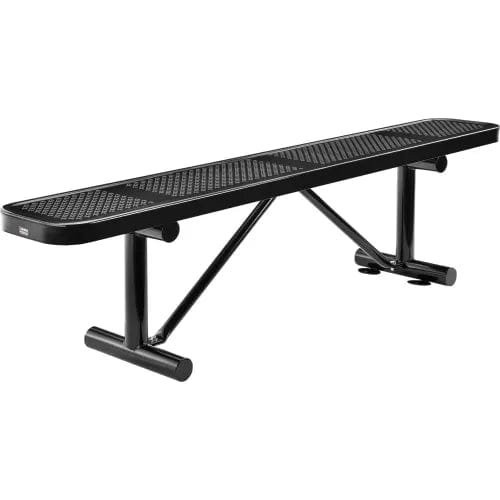 Centerline Dynamics Outdoor Seating 6' Outdoor Steel Flat Bench, Perforated Metal, Black