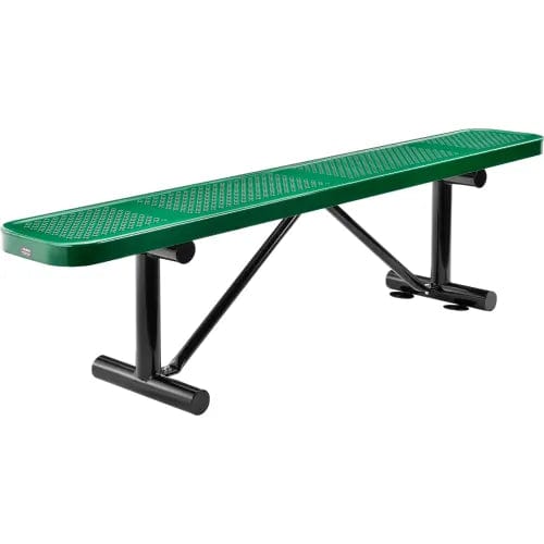Centerline Dynamics Outdoor Seating 6' Outdoor Steel Flat Bench, Perforated Metal, Green