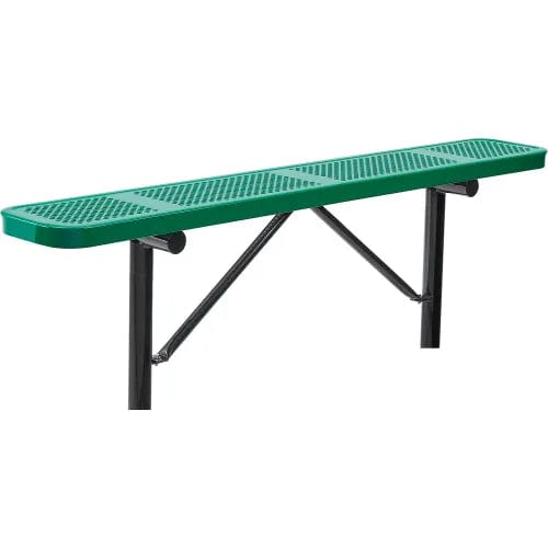 Centerline Dynamics Outdoor Seating 6' Outdoor Steel Flat Bench, Perforated Metal, In Ground Mount, Green