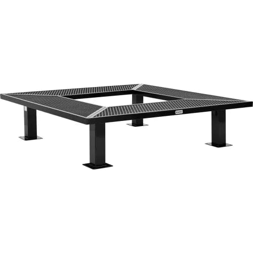 Centerline Dynamics Outdoor Seating 6' Square Outdoor Tree Bench, Expanded Metal, Black