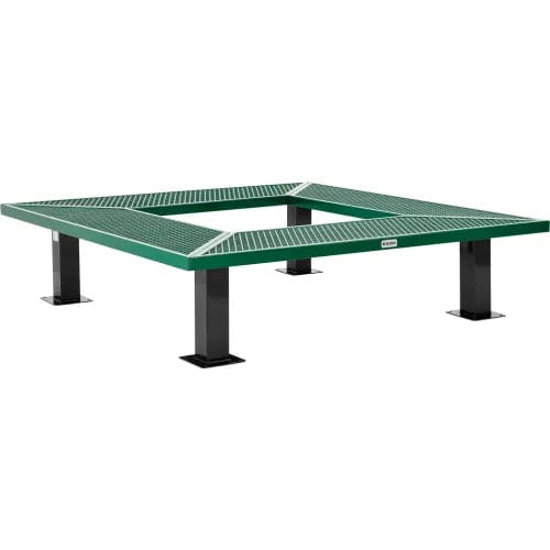 Centerline Dynamics Outdoor Seating 6' Square Outdoor Tree Bench, Expanded Metal, Green