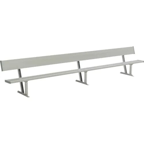 Centerline Dynamics Outdoor Seating 7'6" Aluminum Team Bench w/ Back, Surface Mount