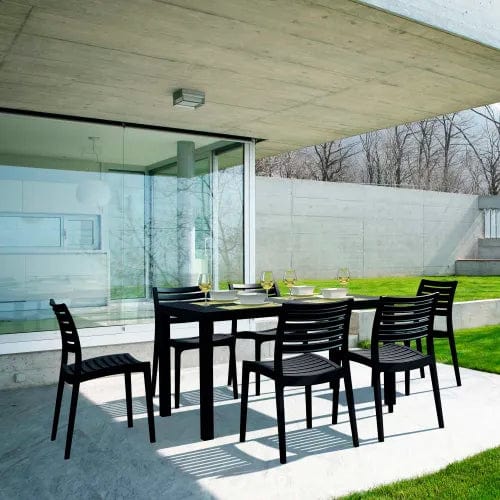 Centerline Dynamics Outdoor Seating 7 Piece Outdoor Dining Set, 31-1/2"W x 29"H Table, Black