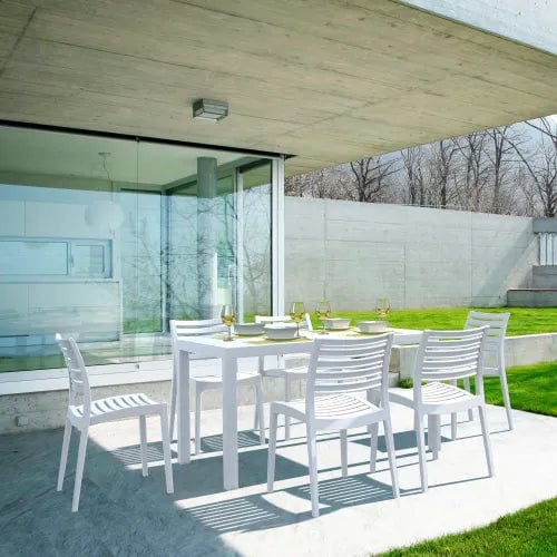 Centerline Dynamics Outdoor Seating 7 Piece Outdoor Dining Set, 31-1/2"W x 29"H Table, White