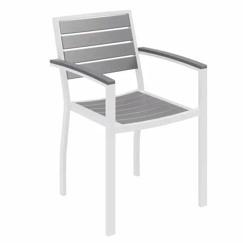 Centerline Dynamics Outdoor Seating 7 Piece Outdoor Dining Set, Gray w/ White Frame