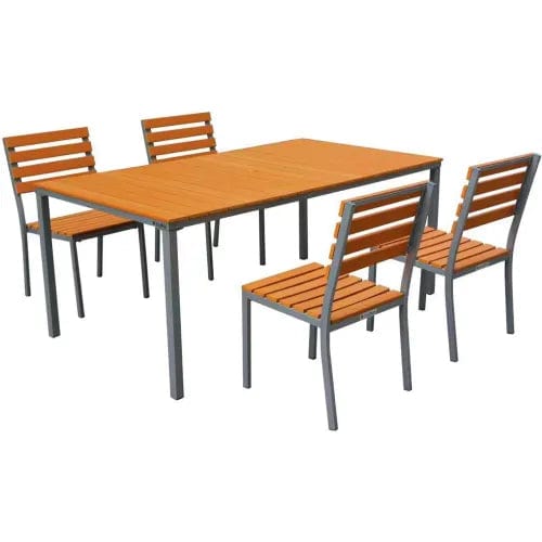 Centerline Dynamics Outdoor Seating 70" Rectangular Resin Outdoor Dining Table & Chair Set, 4 Chairs