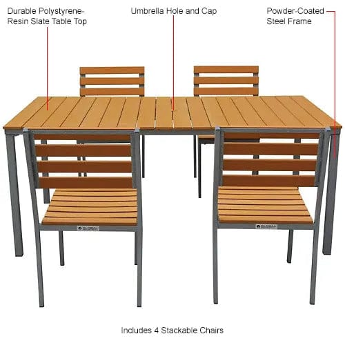 Centerline Dynamics Outdoor Seating 70" Rectangular Resin Outdoor Dining Table & Chair Set, 4 Chairs