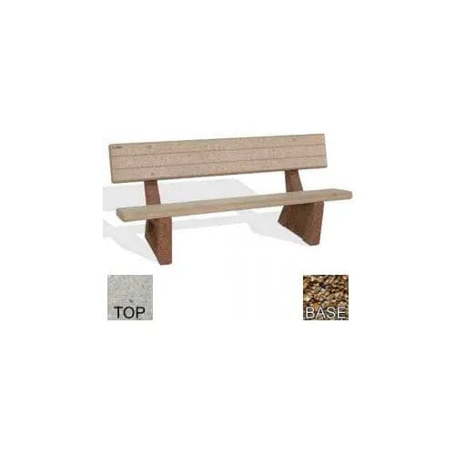 Centerline Dynamics Outdoor Seating 72" Commercial Concrete Bench, Polished Tan River Rock Bench/Tan River Rock Frame
