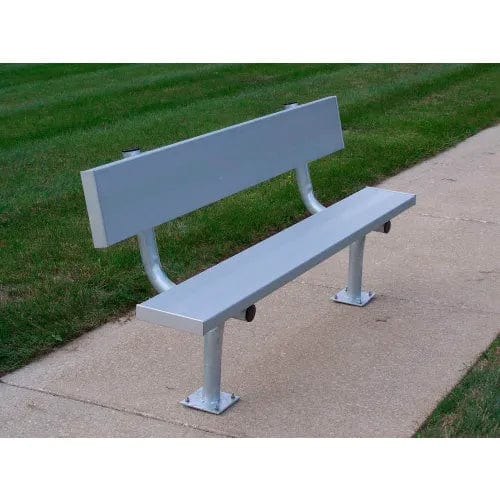 Centerline Dynamics Outdoor Seating 8' Aluminum Team Bench w/ Back, Surface Mount