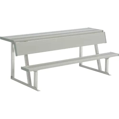 Centerline Dynamics Outdoor Seating 8' Aluminum Team Bench w/ Rear Shelf & Backrest