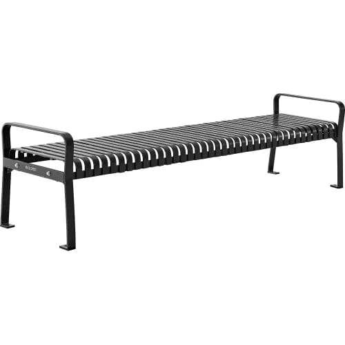 Centerline Dynamics Outdoor Seating 8' Outdoor Bench, Backless, Vertical Steel Slat, Black