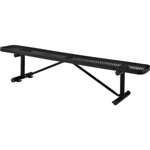 Centerline Dynamics Outdoor Seating 8' Outdoor Steel Flat Bench, Expanded Metal, Black
