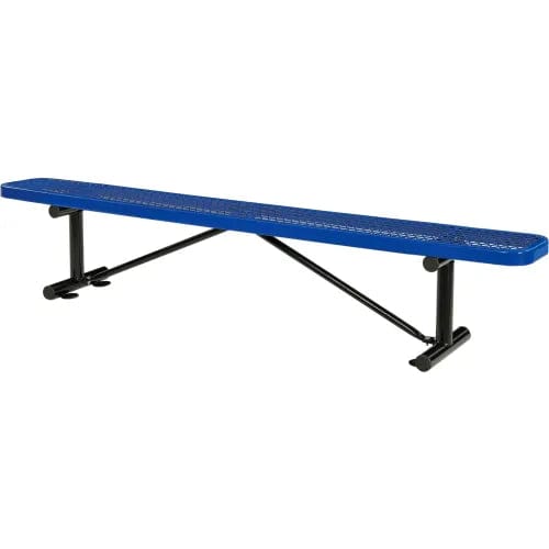 Centerline Dynamics Outdoor Seating 8' Outdoor Steel Flat Bench, Expanded Metal, Blue