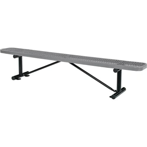 Centerline Dynamics Outdoor Seating 8' Outdoor Steel Flat Bench, Expanded Metal, Gray