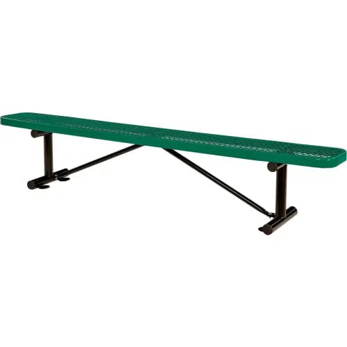 Centerline Dynamics Outdoor Seating 8' Outdoor Steel Flat Bench, Expanded Metal, Green