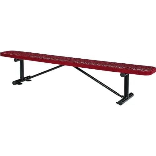 Centerline Dynamics Outdoor Seating 8' Outdoor Steel Flat Bench, Expanded Metal, Red