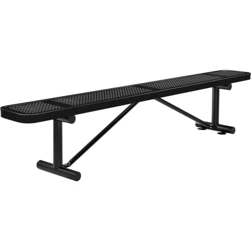 Centerline Dynamics Outdoor Seating 8' Outdoor Steel Flat Bench, Perforated Metal, Black