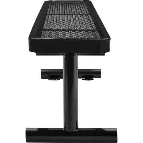 Centerline Dynamics Outdoor Seating 8' Outdoor Steel Flat Bench, Perforated Metal, Black
