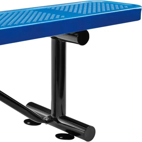 Centerline Dynamics Outdoor Seating 8' Outdoor Steel Flat Bench, Perforated Metal, Blue