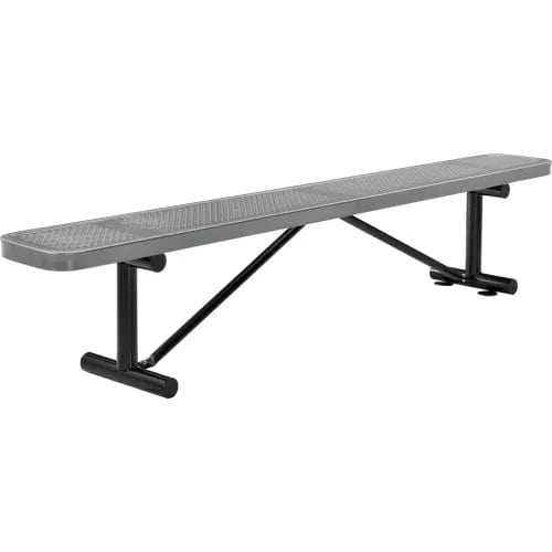Centerline Dynamics Outdoor Seating 8' Outdoor Steel Flat Bench, Perforated Metal, Gray