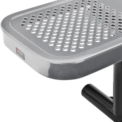 Centerline Dynamics Outdoor Seating 8' Outdoor Steel Flat Bench, Perforated Metal, Gray