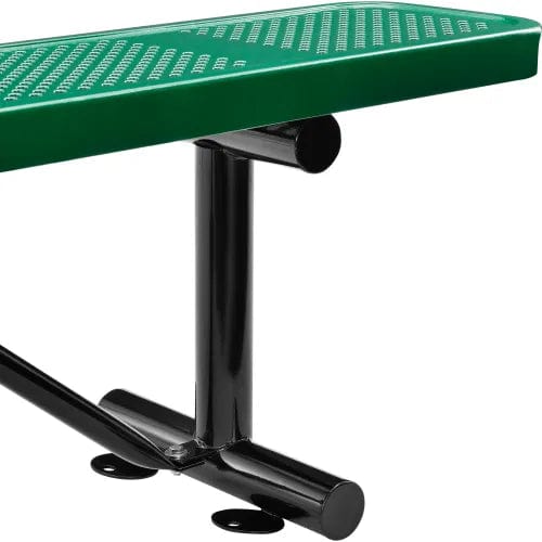 Centerline Dynamics Outdoor Seating 8' Outdoor Steel Flat Bench, Perforated Metal, Green