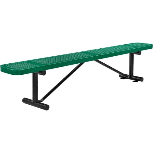 Centerline Dynamics Outdoor Seating 8' Outdoor Steel Flat Bench, Perforated Metal, Green