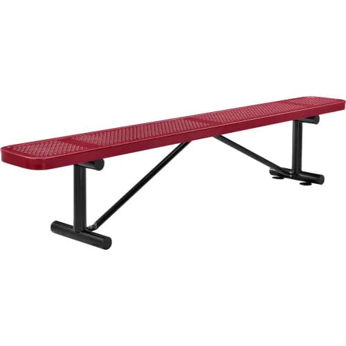 Centerline Dynamics Outdoor Seating 8' Outdoor Steel Flat Bench, Perforated Metal, Red