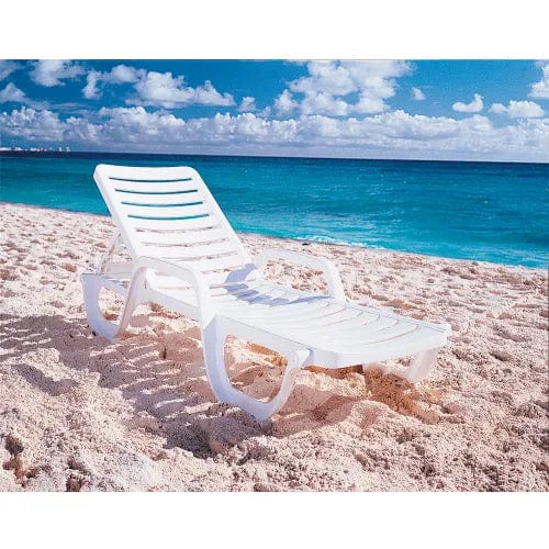 Centerline Dynamics Outdoor Seating Adjustable Resin Chaise, White - Pkg Qty 6