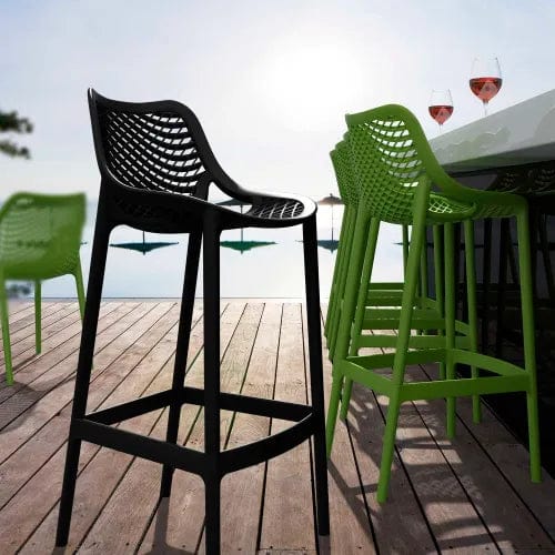 Centerline Dynamics Outdoor Seating Air Resin Bar Stool, Black - Pkg Qty 2