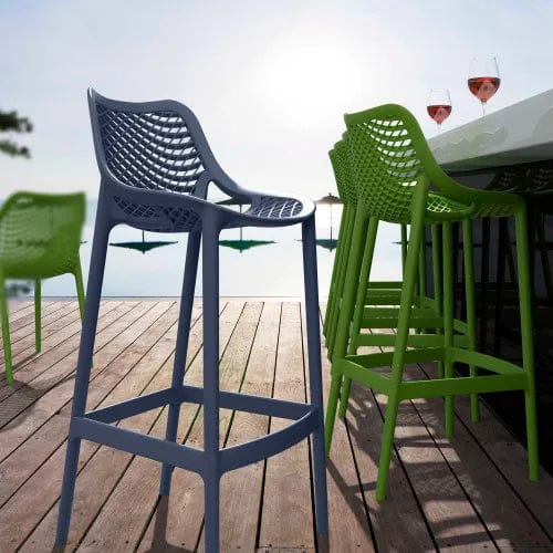Centerline Dynamics Outdoor Seating Air Resin Bar Stool, Dark Gray - Pkg Qty 2