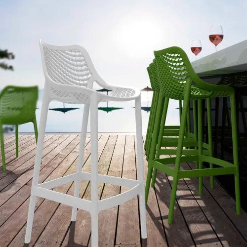 Centerline Dynamics Outdoor Seating Air Resin Bar Stool, White - Pkg Qty 2