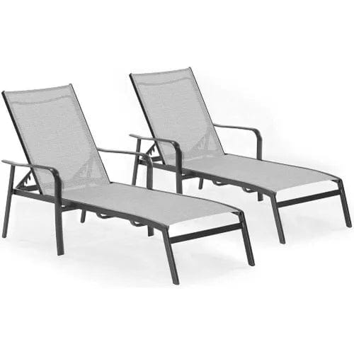 Centerline Dynamics Outdoor Seating All-Weather Commercial-Grade Aluminum Chaise Lounge Chair Set with Sunbrella Sling Fabric