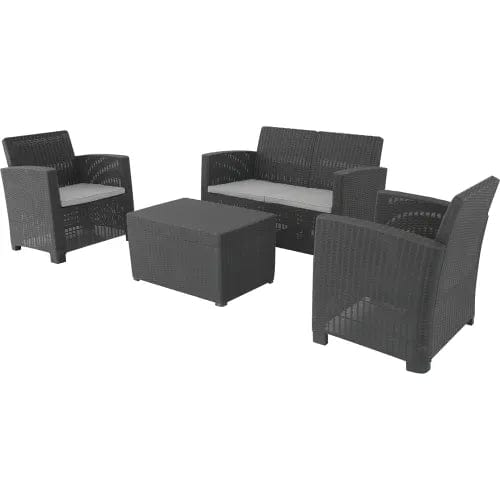 Centerline Dynamics Outdoor Seating Alta All Weather Faux Rattan 4 PPL Seat with Black Cushions