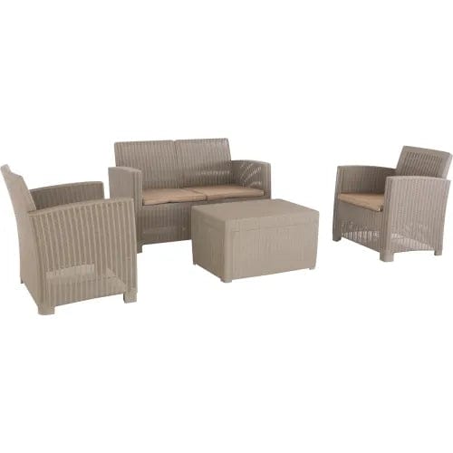 Centerline Dynamics Outdoor Seating Alta All Weather Faux Rattan 4 PPL Seat with Gray Cushions