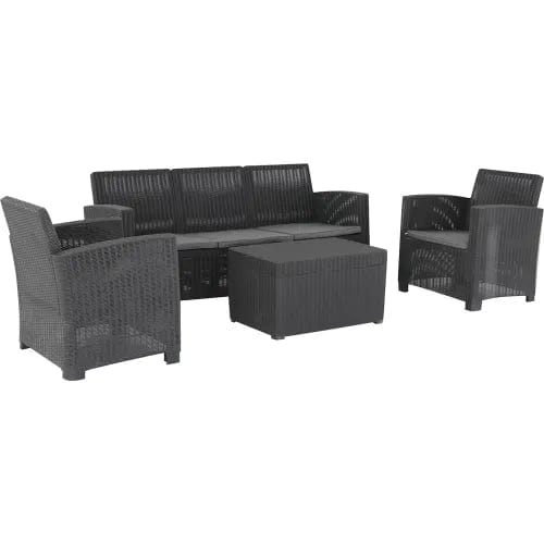 Centerline Dynamics Outdoor Seating Alta All Weather Faux Rattan 5 PPL Seat with Black Cushions
