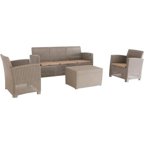Centerline Dynamics Outdoor Seating Alta All Weather Faux Rattan 5 PPL Seat with Gray Cushions
