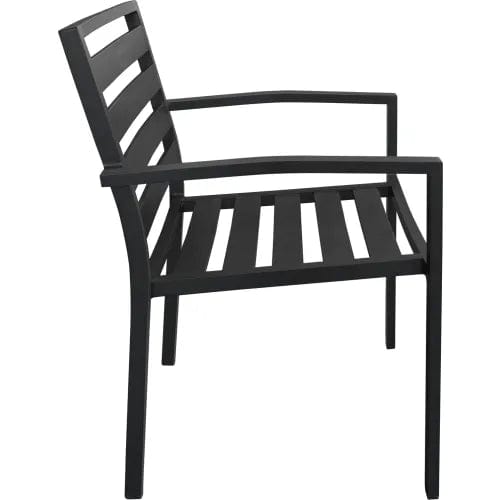 Centerline Dynamics Outdoor Seating Aluminum Slatted Dining Armchair, Black, 4 Pack