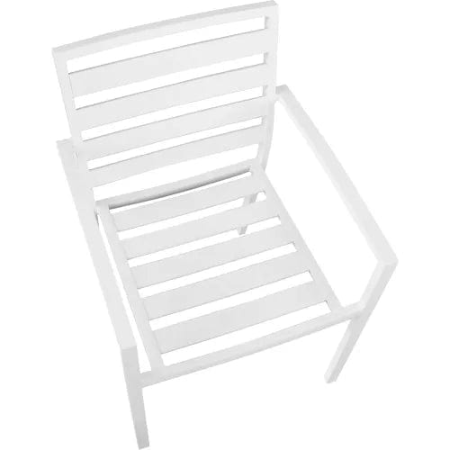 Centerline Dynamics Outdoor Seating Aluminum Slatted Dining Armchair, White, 4 Pack