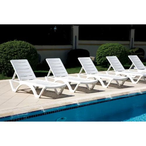 Centerline Dynamics Outdoor Seating Aqua Resin Pool Chaise Lounge, White - Pkg Qty 4