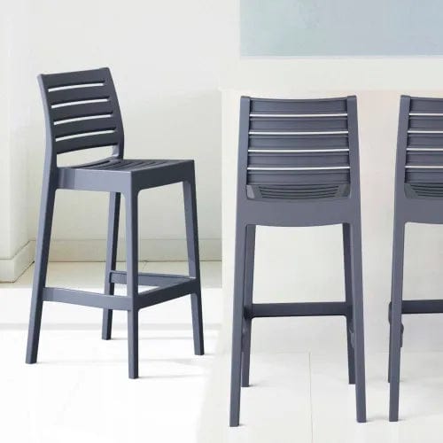Centerline Dynamics Outdoor Seating Ares Resin Outdoor Barstool, Dark Gray - Pkg Qty 2