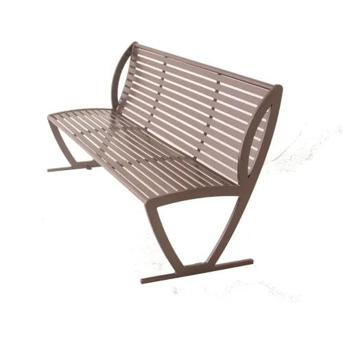 Centerline Dynamics Outdoor Seating Augusta 6' Outdoor Bench with Back with Side Armrests, Surface Mount, Brown