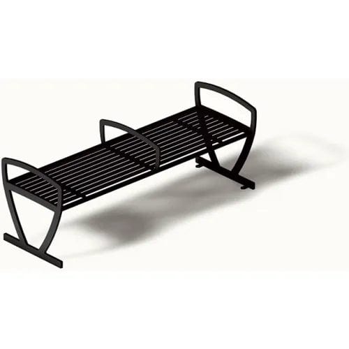 Centerline Dynamics Outdoor Seating Augusta 6' Outdoor Bench without Back & without Side Armrests, Surface Mount, Black