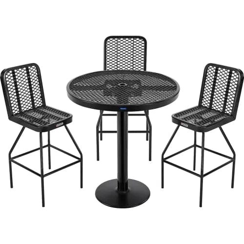 Centerline Dynamics Outdoor Seating Bar Height Outdoor Dining Set, 36" Round x 42"H Table & 4 Chairs, Black