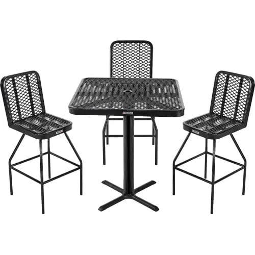 Centerline Dynamics Outdoor Seating Bar Height Outdoor Dining Set, 36" Square x 42"H Table & 4 Chairs, Black