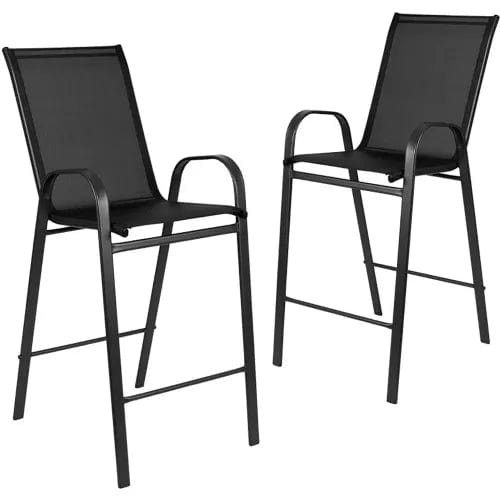 Centerline Dynamics Outdoor Seating Brazos Outdoor Barstool w/ Metal Frame, Black, Pack of 2