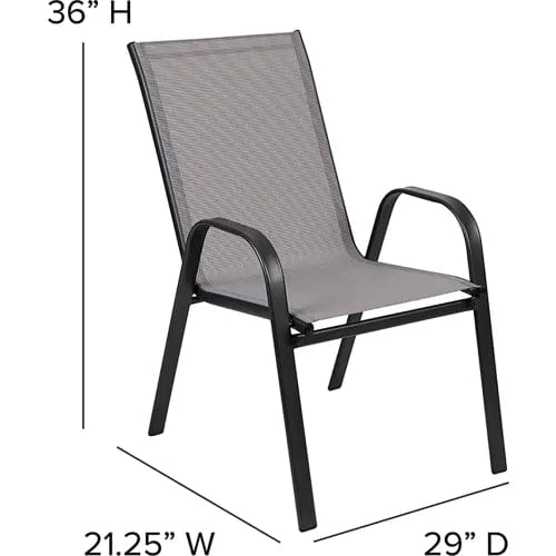 Centerline Dynamics Outdoor Seating Brazos Series Gray Outdoor Stack Chair with Flex Comfort Material, 4 Pack