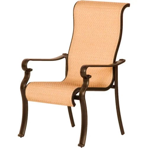 Centerline Dynamics Outdoor Seating Brigantine 7 Piece Outdoor Dining Set w/ Cast Top Table & Umbrella, Harverst Wheat