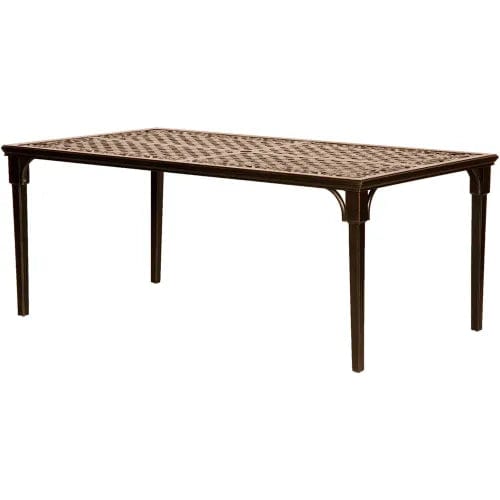 Centerline Dynamics Outdoor Seating Brigantine 7 Piece Outdoor Dining Set w/ Cast Top Table & Umbrella, Harverst Wheat